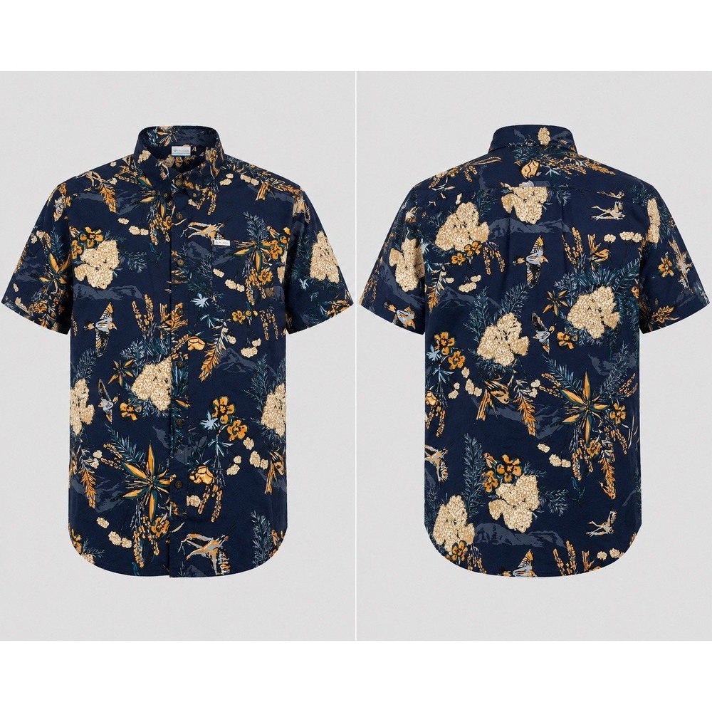 Columbia All Over Print shirt mens xxl floral hawaiian Button Up